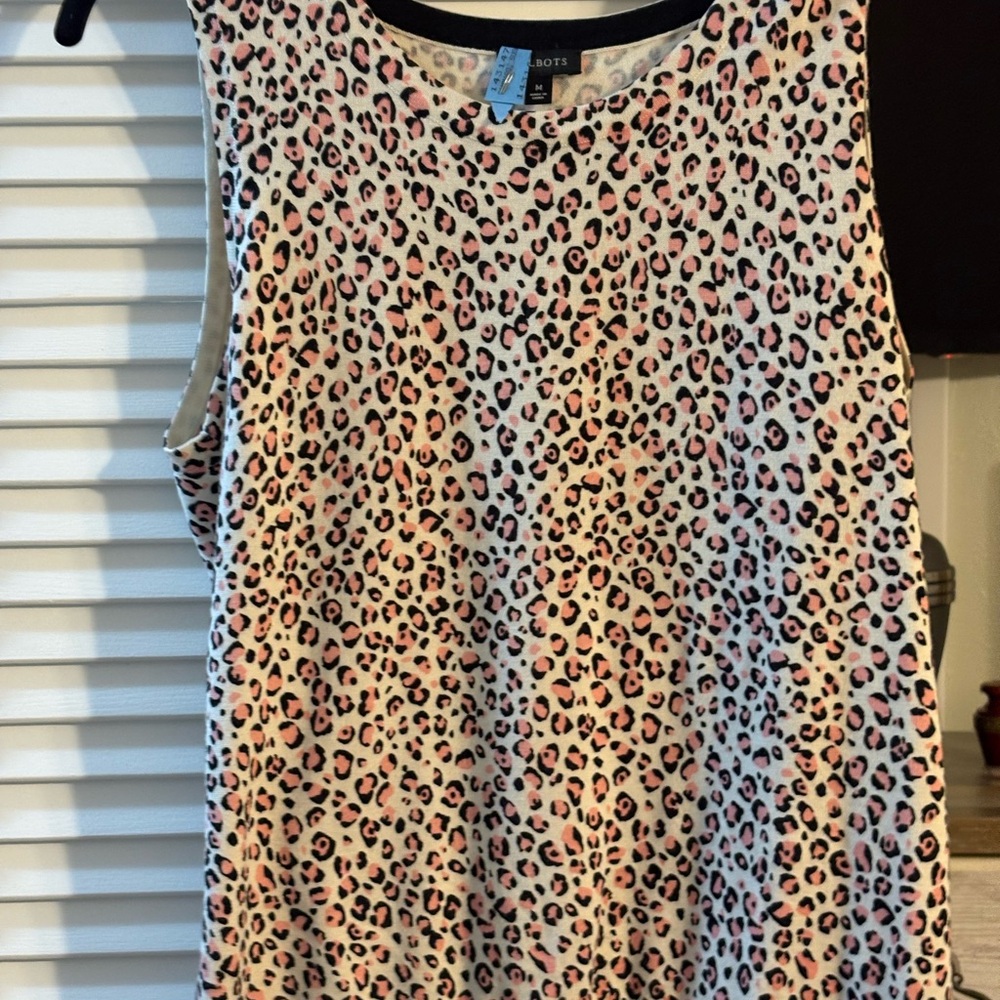 Talbots Pink and Black Animal Print Tank Top